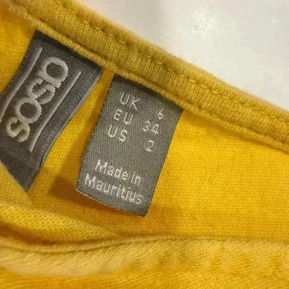 ASOS cotton cap sleeve top. Deep V front & back Yellow size 2 - Picture 4 of 7